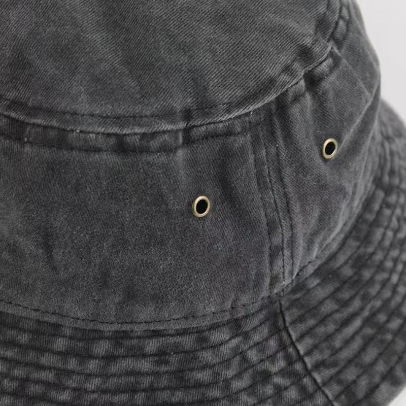 Chapéu de balde retrô lavado popular, simples, moderno, masculino e feminino, versátil, dobrável, jeans, chapéu de bacia, moda_voghion.com