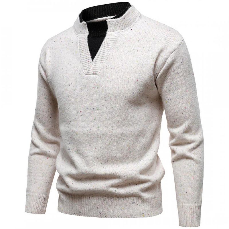 Herren-Strickpullover mit Henley-Kragen, neuer, modischer V-Ausschnitt-Pullover im Herbst-Winter-Stil, lässiges Langarm-Oberteil mit Fledermausärmeln_voghion.com