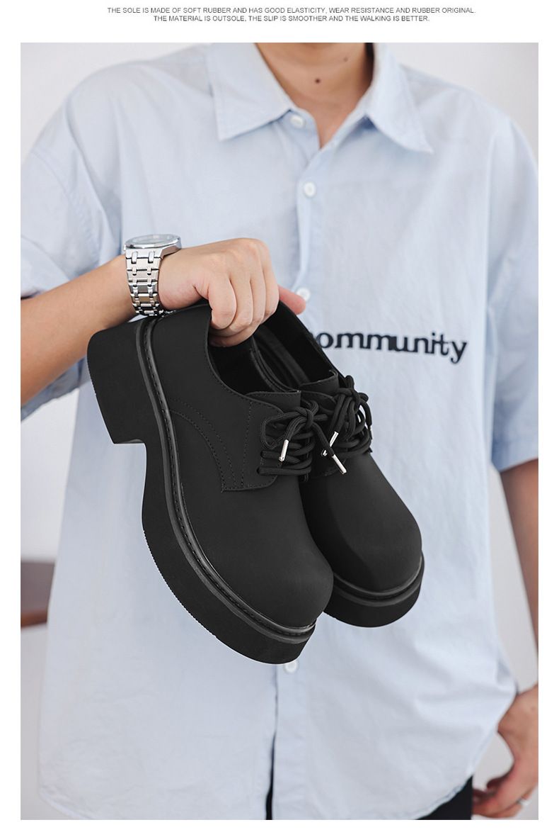 Chaussures Derby Voyage 30617 pour homme, modèle haut de gamme à semelle épaisse noire, tendance, collection 2025, en cuir rehaussant la silhouette._voghion.com