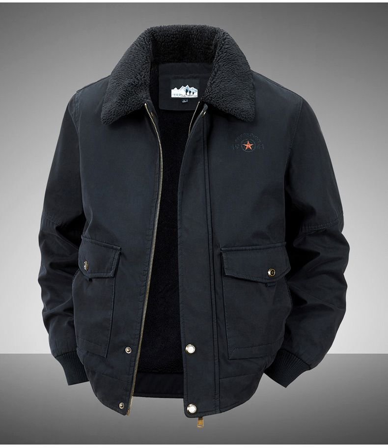Giacca da uomo in cotone con lana di agnello, giacca invernale foderata in pile, vestibilità ampia, taglie forti, mezza età, calda, casual, anziani_voghion.com