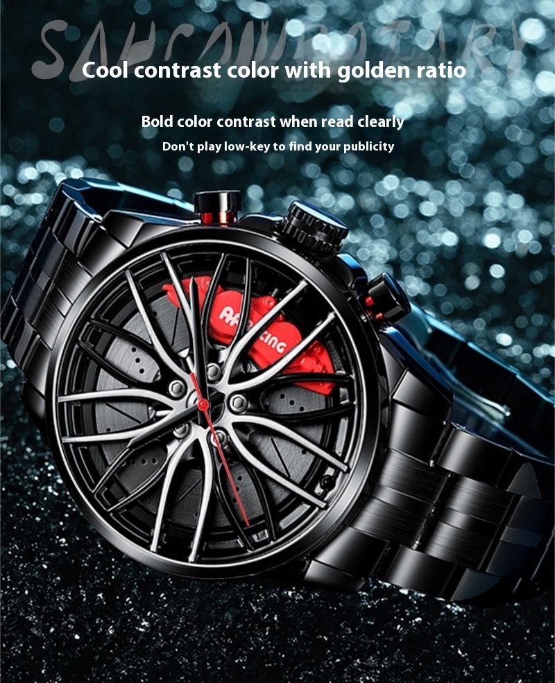 New light luxury men's automatic movement waterproof wheel style non-mechanical watch_voghion.com