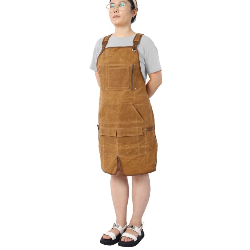 Long Heavy Duty Waxed Canvas Tool Apron Carpenter Aprons Woodworking Aprons Carpenters WaterResistant 18 Oz Fully Adjustable To_voghion.com