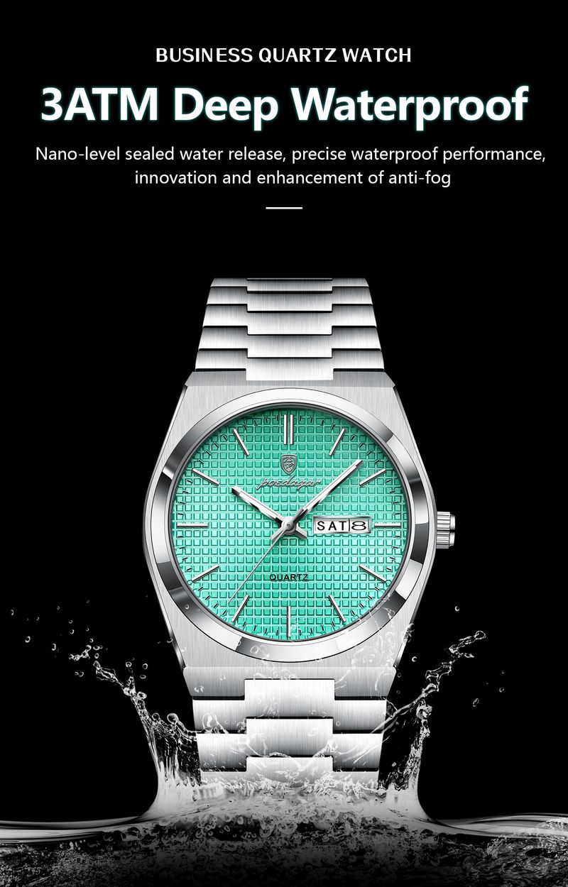 POEDAGAR Top Business Man Watch Luminous Waterproof Stainless Steel Men Wristwatch Date Week Quartz Fashion Casual Men's Watches_voghion.com