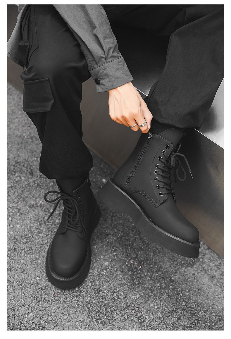 Martin Boots Herren Mittelstiefel Schwarz Tooling Chelsea Herrenstiefel_voghion.com