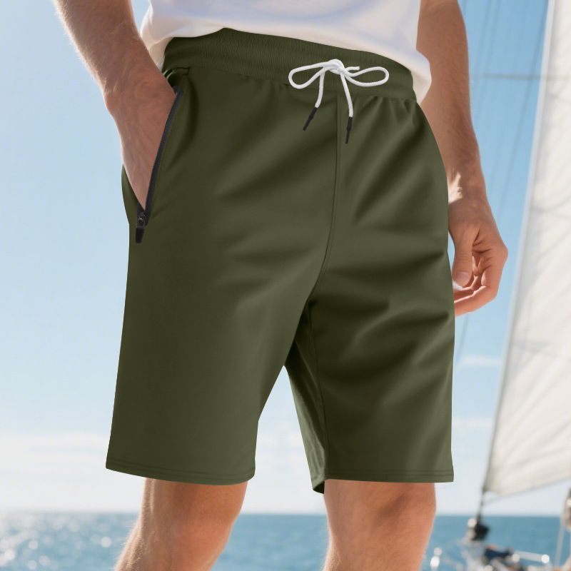Sommer im amerikanischen Stil Neue Herren Casual Sports Buttoned Beach Solid Color Shorts_voghion.com