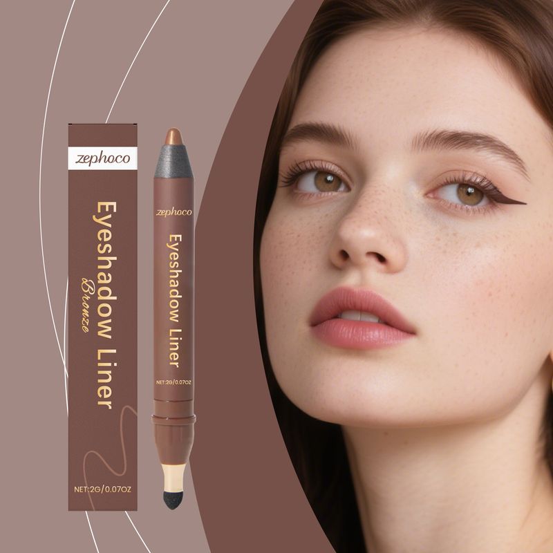 Zephoco 2-in-1 Eyeliner-Stift, natürlich, seidig glatt, Konturzeichnung, Farbe, einfach zu verwenden, Augen-Schönheits-Make-up_voghion.com