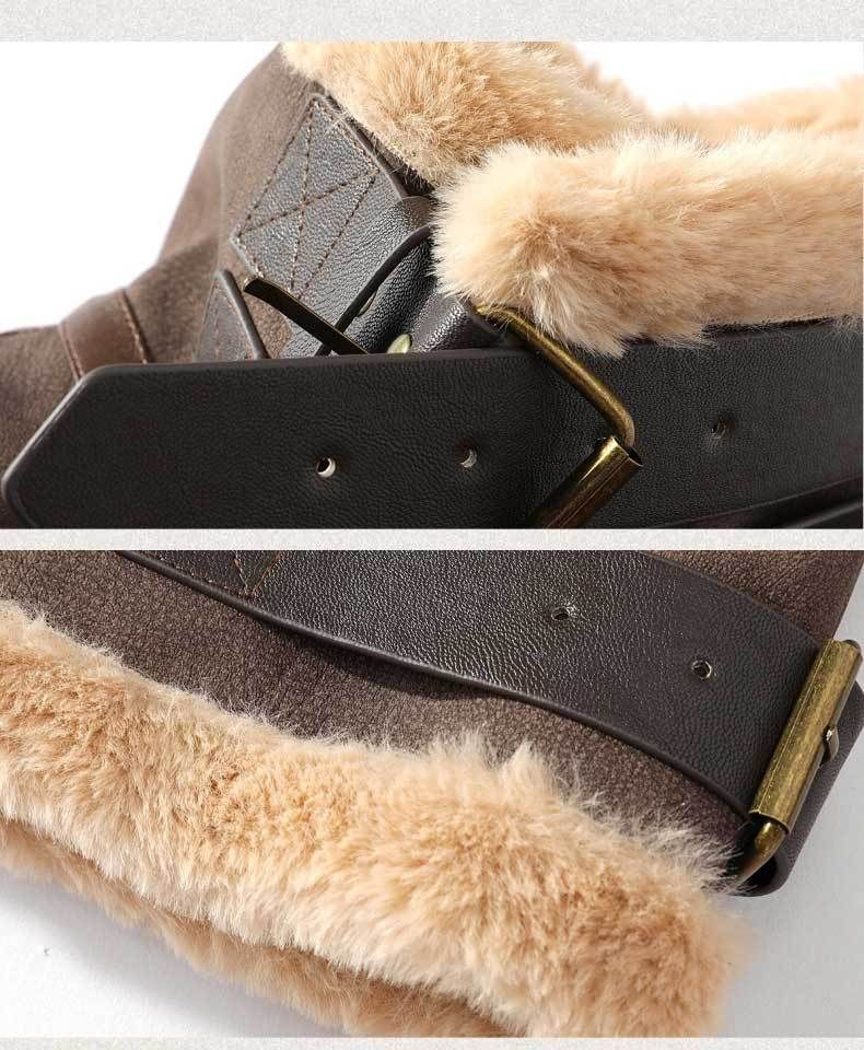 Herren-Winterjacke mit Fleecefutter – Besatz aus Lammfellimitat, Slim Fit (Dunkelbraun, M-5XL)_voghion.com