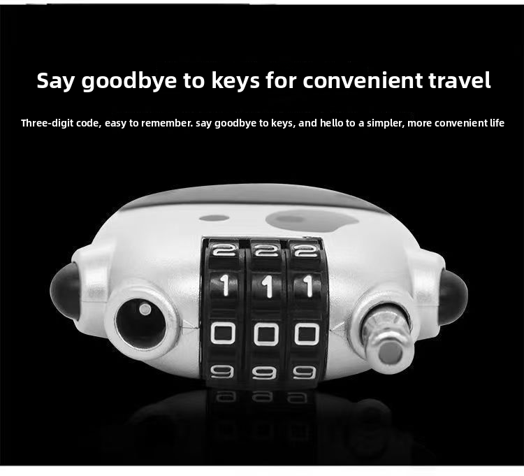 Three-position Retractable Rope Cow Code Skateboard Luggage Steel Wire Helmet Lock ABS Environmental Protection CH_voghion.com