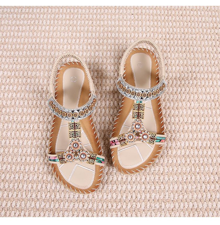 Sandal Female Summer Rhinestones Flat Round Head Fish Mouth Open Toe Cool_voghion.com