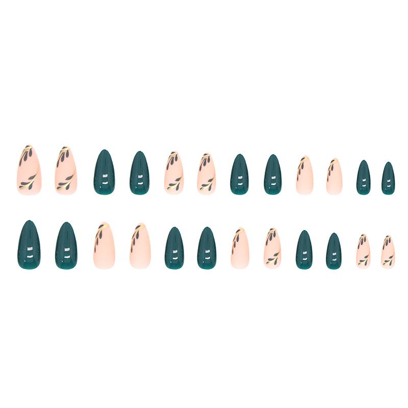 Frische Farbe, matt, doppelseitig, Nagelkunst, schlicht, elegant, grünes Blatt, tragbarer Nagellack, süß, cool, Ins-Stil_voghion.com