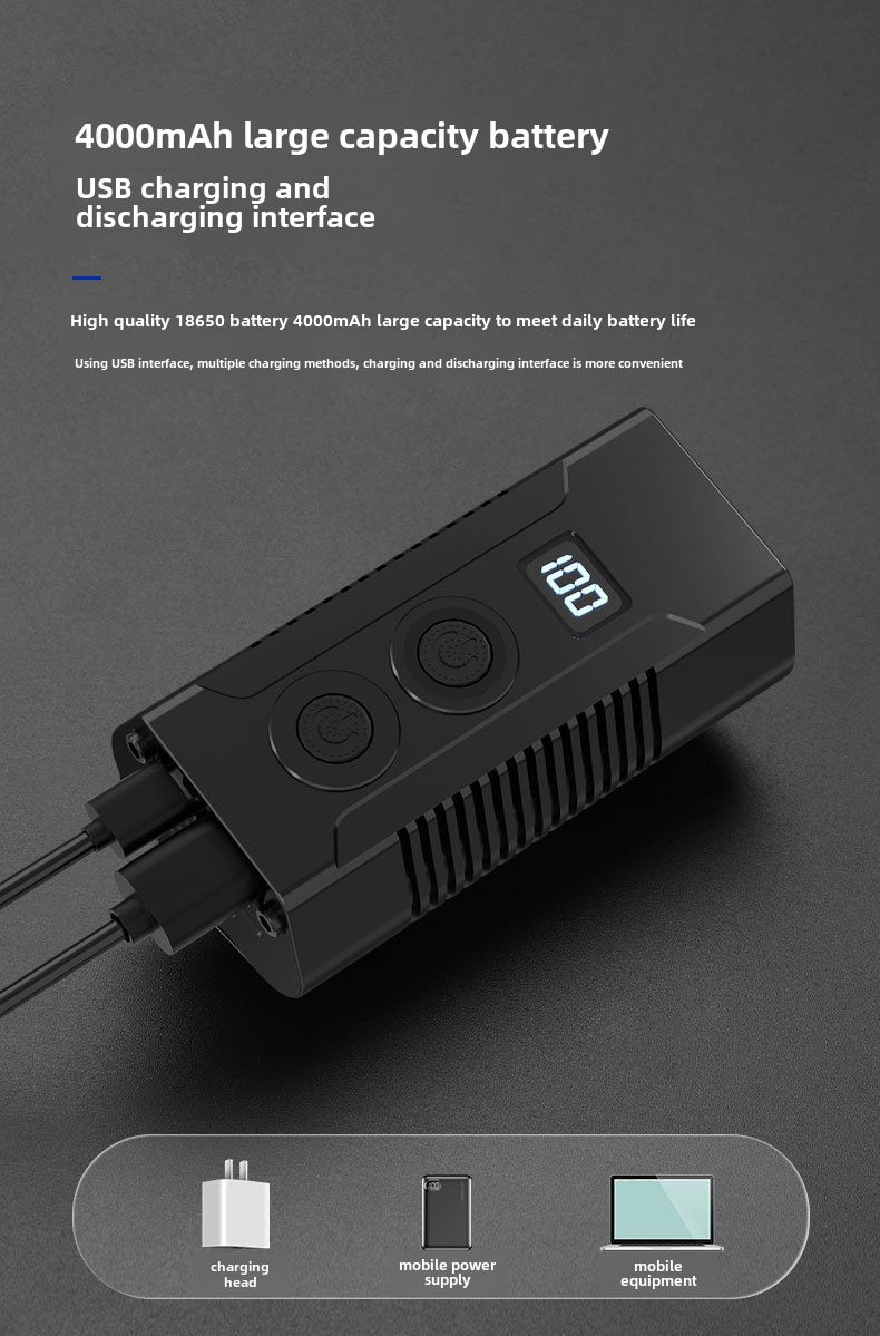 Cross-border hot-selling digital display with charging treasure double lamp bead cycling light headlight COB waterproof aluminum alloy bicycle light_voghion.com
