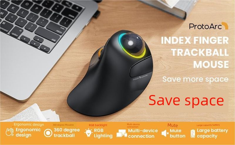Novo Trackball de três modelos sem fio para escritório Bluetooth silencioso ergonômico vertical desenho CAD mouse_voghion.com