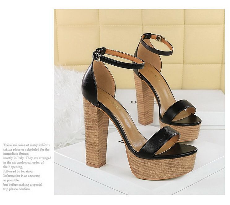 Women's Elegant Strappy Open-Toe High Heel Sandals With Chunky Heel & Platform Black Brown White Sizes 34-40 Super High Heel Waterproof Platform Shoes_voghion.com