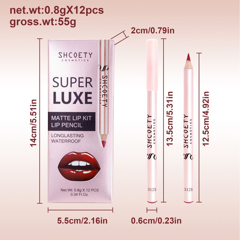 Lipliner, 12-farbiges Lipliner-Set, matt, Nude-Lippenstift, lang anhaltendes, nicht verblassendes Make-up_voghion.com