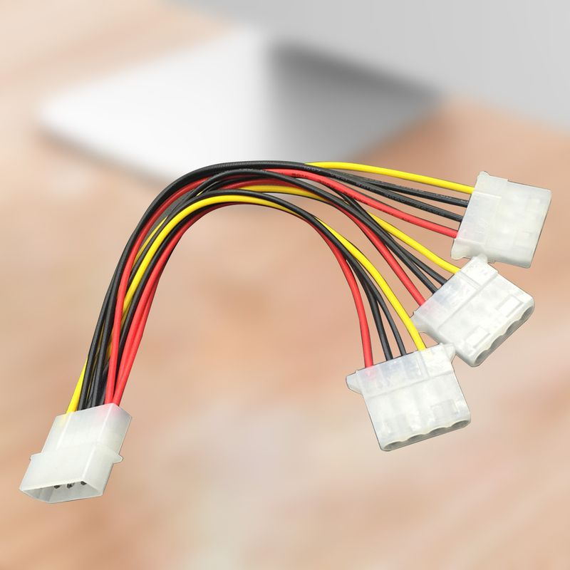 20cm Big 4-pin 1-to-3 Male to Female IDE Molex Power Extension Cable Adapter Cord for Computer PC_voghion.com