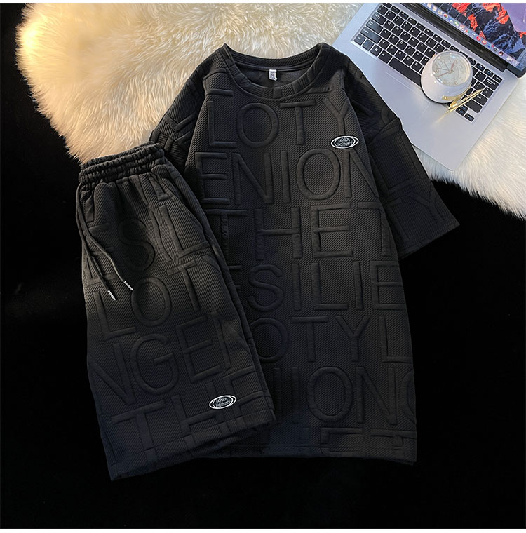 Sommerlicher Trendanzug für Männer, Instagram, Internet-Prominente, schickes, sportliches, lässiges, hübsches Kurzarm-T-Shirt_voghion.com