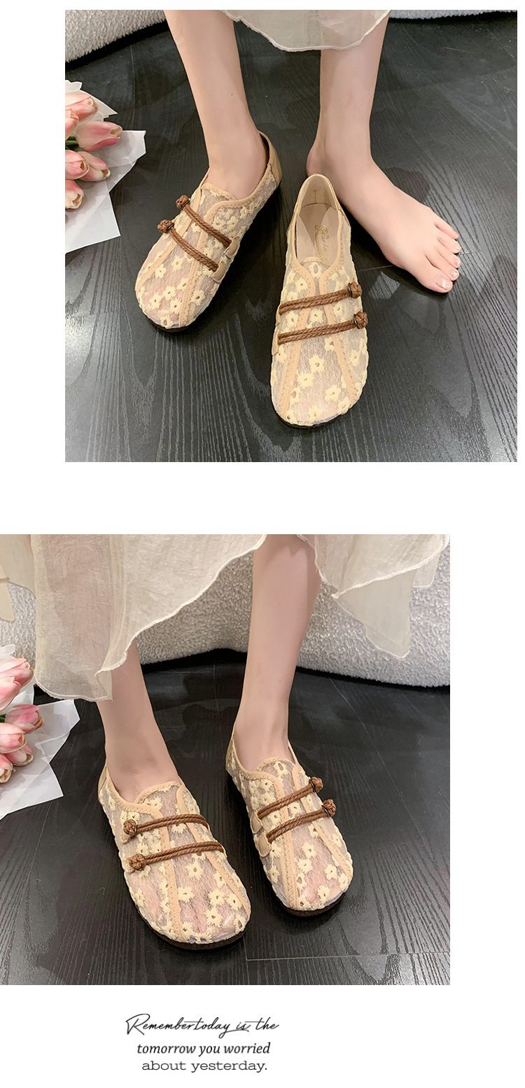 National Style Simple Mesh Hollow Retro Single Shoes Women's Soft Sole Comfortable Pregnant Women's Mother Shoes One Pedal Doudou Shoes_voghion.com