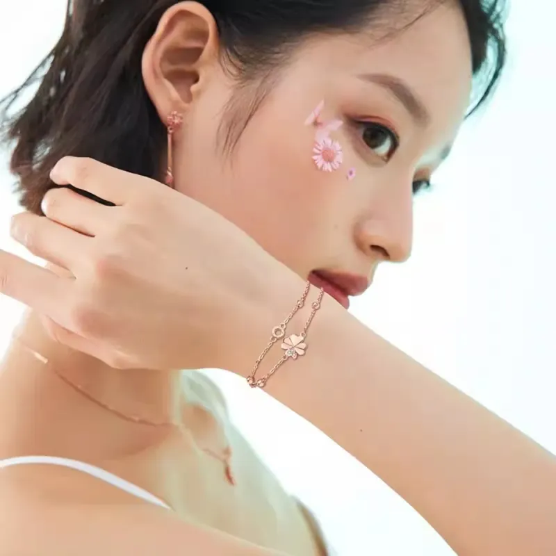 Braccialetto con quadrifoglio in argento sterling S925, idea regalo per San Valentino, con occhio di gatto, gioielli originali all'ingrosso_voghion.com