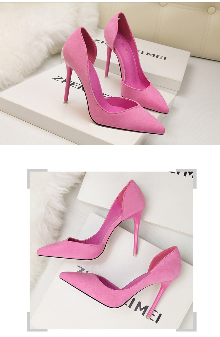8915-3 Korean version fashionable and minimalist slim high heeled suede for slimming effect, shallow mouthed pointed_voghion.com
