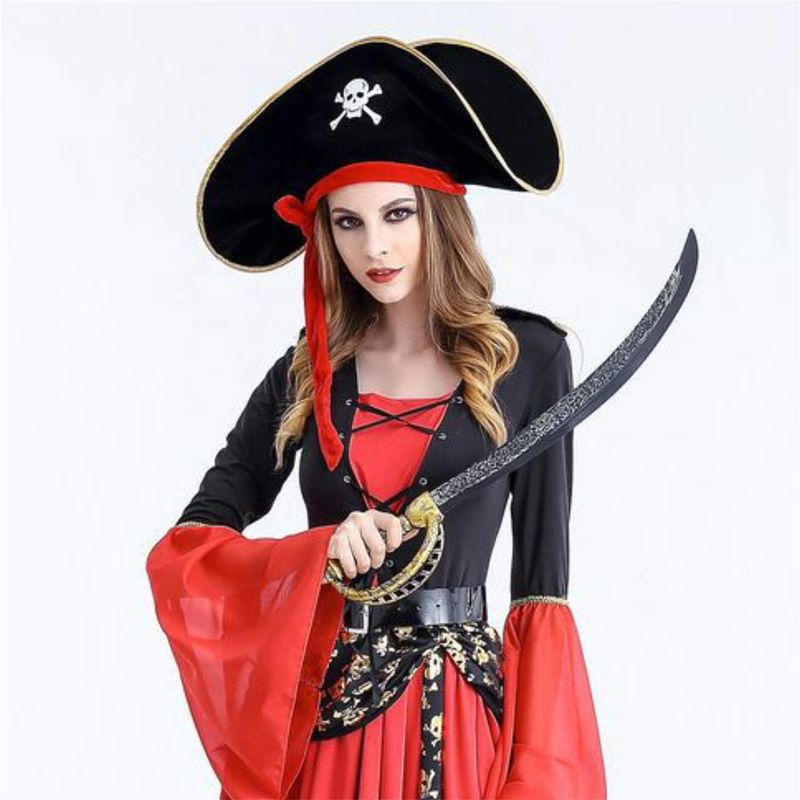2-Pack Pirate Hats - Skull Print Caribbean Costume For Halloween Party, Adjustable_voghion.com
