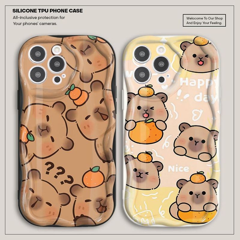 Coque de téléphone Capybara mignonne pour iPhone SE 8 7 15 16 ProMax 12 Pro 11 Pro XS Max 14 Plus 13 Mini XR Housse en silicone souple_voghion.com