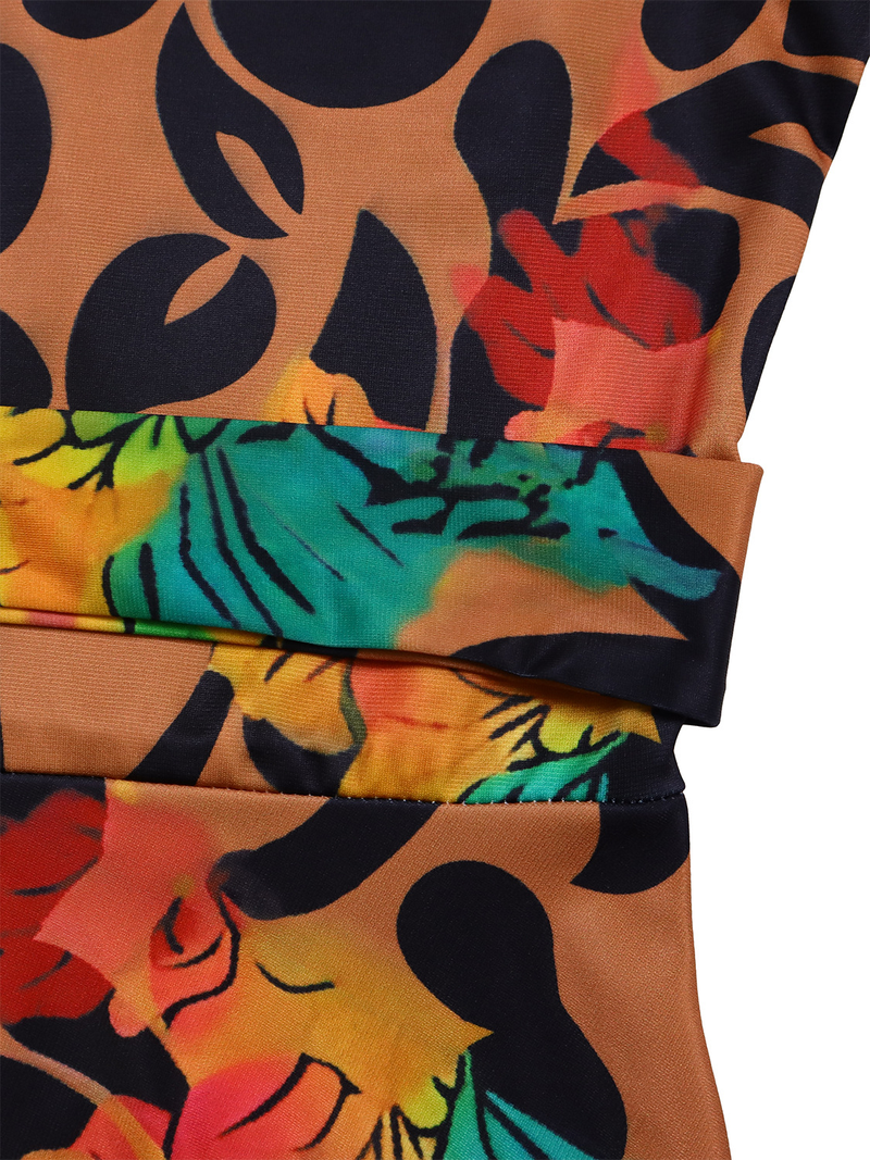 Blusa feminina estampada com cadarço, gola redonda, tamanho grande, estilo africano_voghion.com