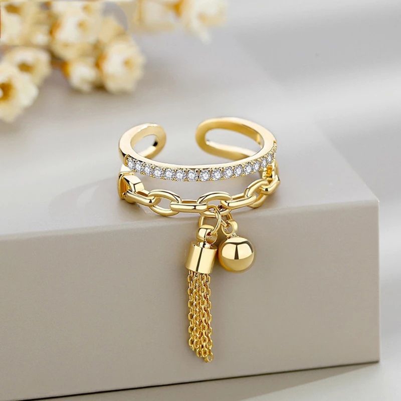 Heiße verkäufe Heiße verkäufe Hängen einstellbare open-schleife geschenk kette quaste zirkonium anhänger ring_voghion.com