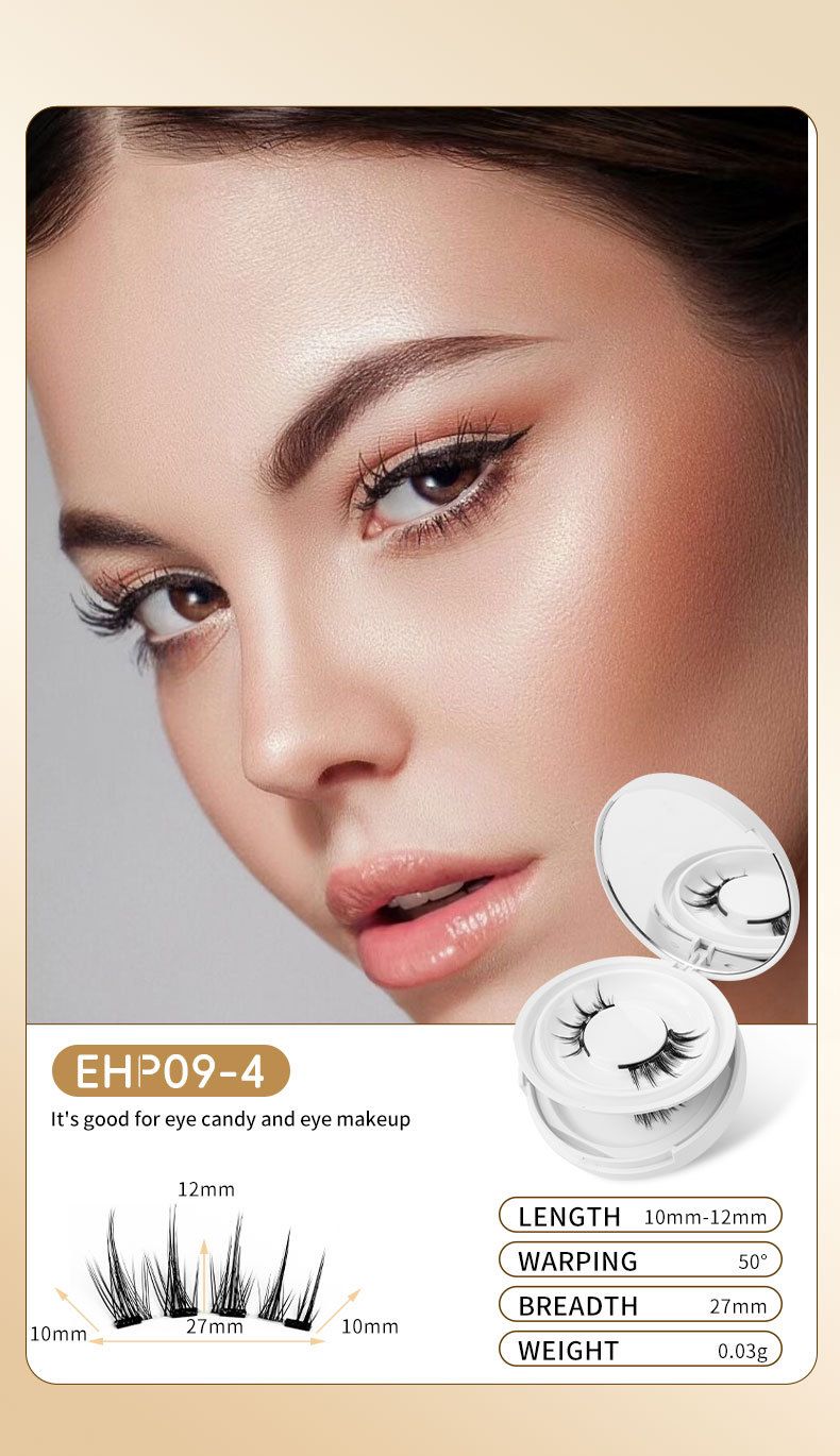 Conjunto de 2 pares de cílios postiços magnéticos - sem cola, aparência nude natural com pelo de vison (estilo celebridade da internet, reutilizável)_voghion.com
