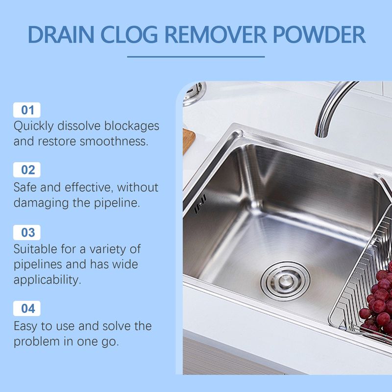 Jakehoe Pipe Dredging Powder, Toilet Pipe Toilet Floor Drain Kitchen Drain Clogged Dredging Powder_voghion.com