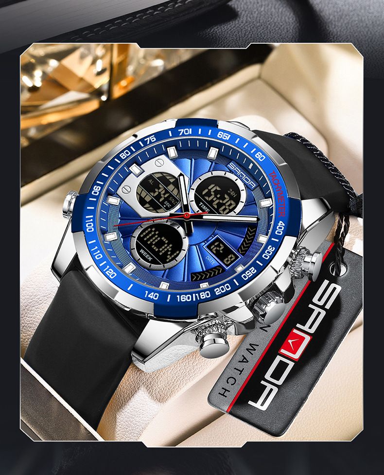 Orologio sportivo analogico digitale da uomo con doppio display, retroilluminazione a LED, impermeabile, timer per il conto alla rovescia, sveglia, cronometro, funzione giorno/data e orologio per il conto alla rovescia_voghion.com