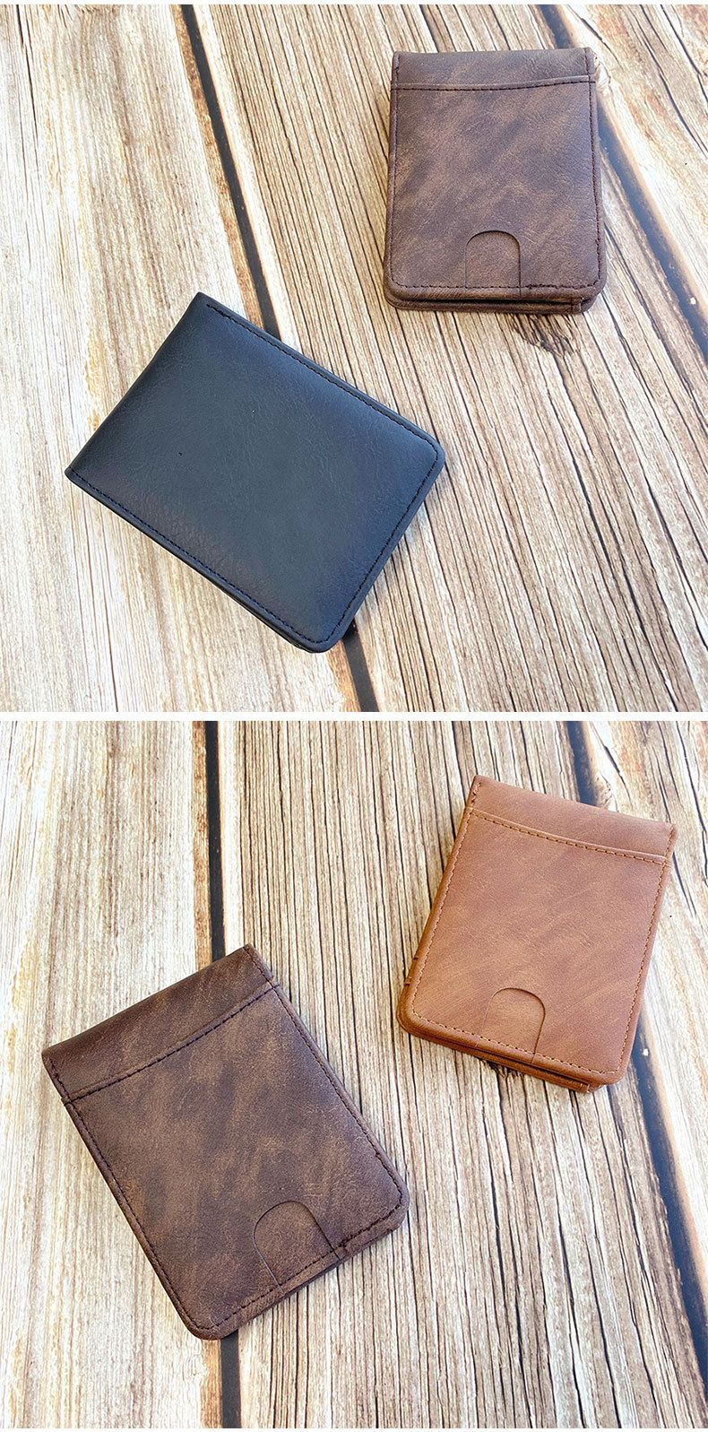 Porta carte da uomo casual retrò, porta carte portatile ultra sottile, più scomparti per carte, squisito portafoglio da uomo in PU con carte di credito, corto_voghion.com