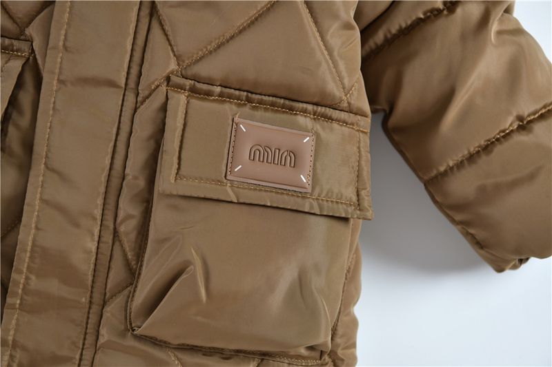 Abrigo grueso de invierno para niño: Chaqueta larga con capucha desmontable y cremallera (100-140 cm, negro/azul marino/caqui/bronce)_voghion.com