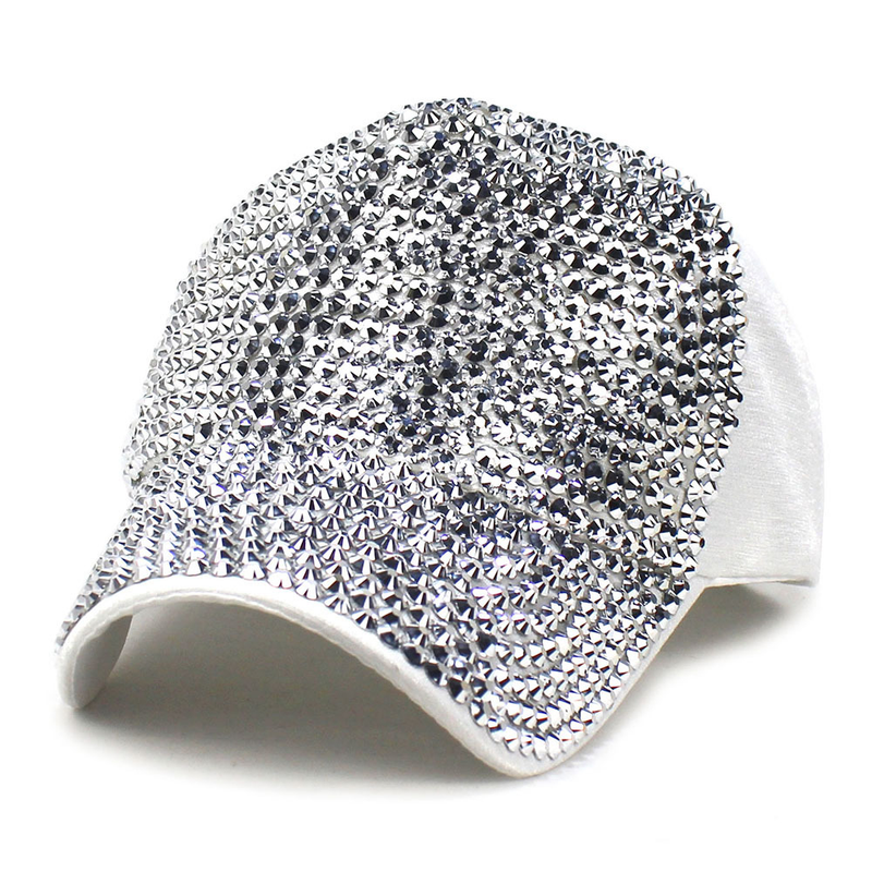 Modischer bunter gepunkteter Baseball-Sonnenschutz für Damen im Freien, AB-Diamant, glänzend, gebogene Traufe, Entenzungenhut_voghion.com