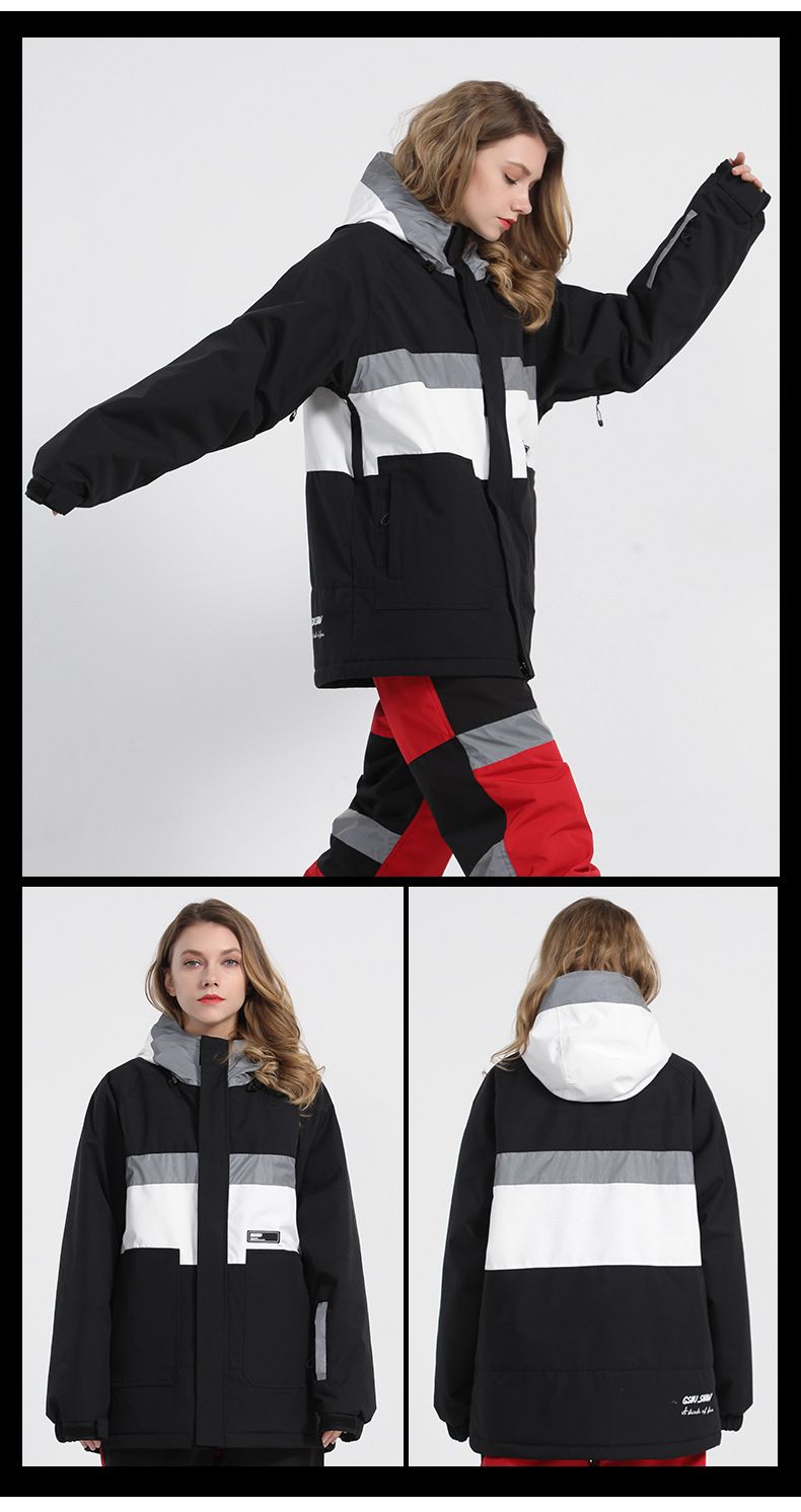 Nuova giacca da donna calda con clip in cotone impermeabile doppia tavola attrezzatura riflettente tuta da neve uomo_voghion.com