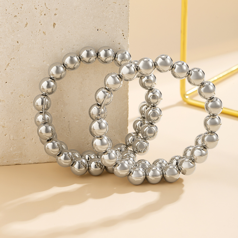 Orecchini da donna Orecchini in oro Accessori hip hop Orecchini geometrici a spirale con perline minimalisti punk esagerati Orecchini a cerchio con personalità Orecchio di nicchia francese_voghion.com