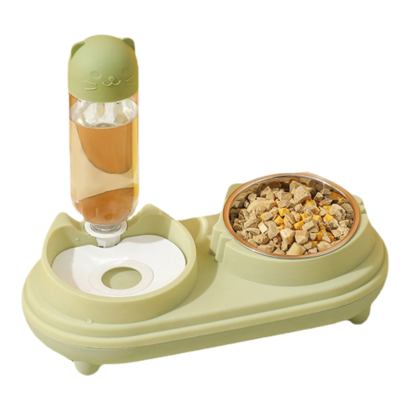 Guangying 1 conjunto moda 3 em 1 tigela de gato tigela dupla automática beber tigela proteção pescoço cão gato beber tigela de alimentação suprimentos para animais de estimação_voghion.com