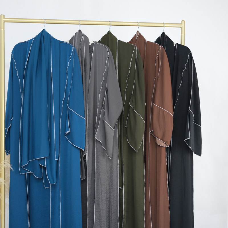 Dameklær Dubai Tyrkia Dubai Ensfarget Hooked Cardigan Plus Innerkjole Lr692_voghion.com