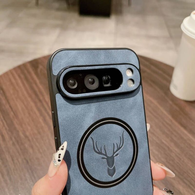 Simple Slim Matte Deer Head Wireless Charging Magnetic Case For Google Pixel 9 8 7 Pro 9A 8A 7A Leatehr Cover Coque_voghion.com