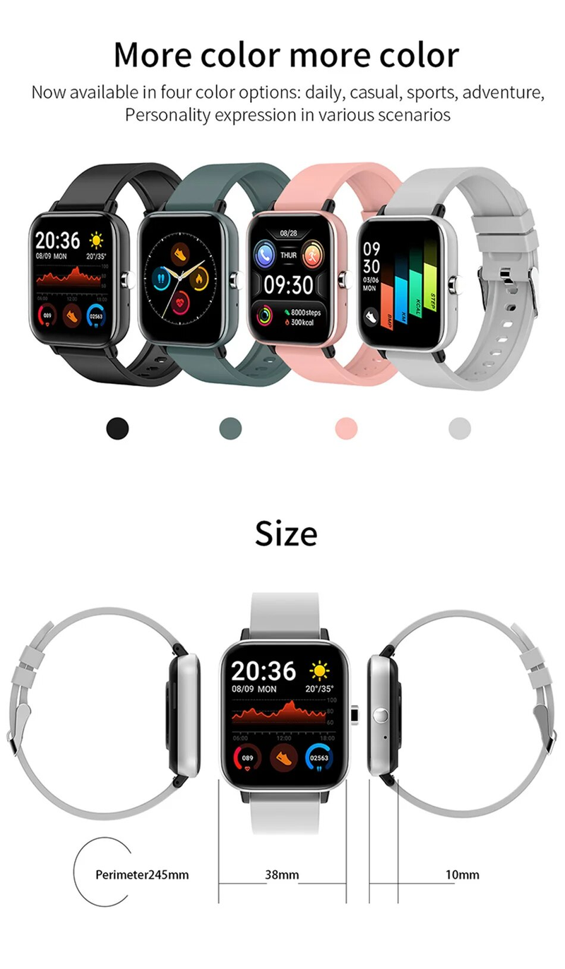 Smart Watch Donna Uomo 1.69"Full Touch Bluetooth Chiamata Fitness Tracker Cardiofrequenzimetro Pressione Sanguigna Smartwatch Donna_voghion.com