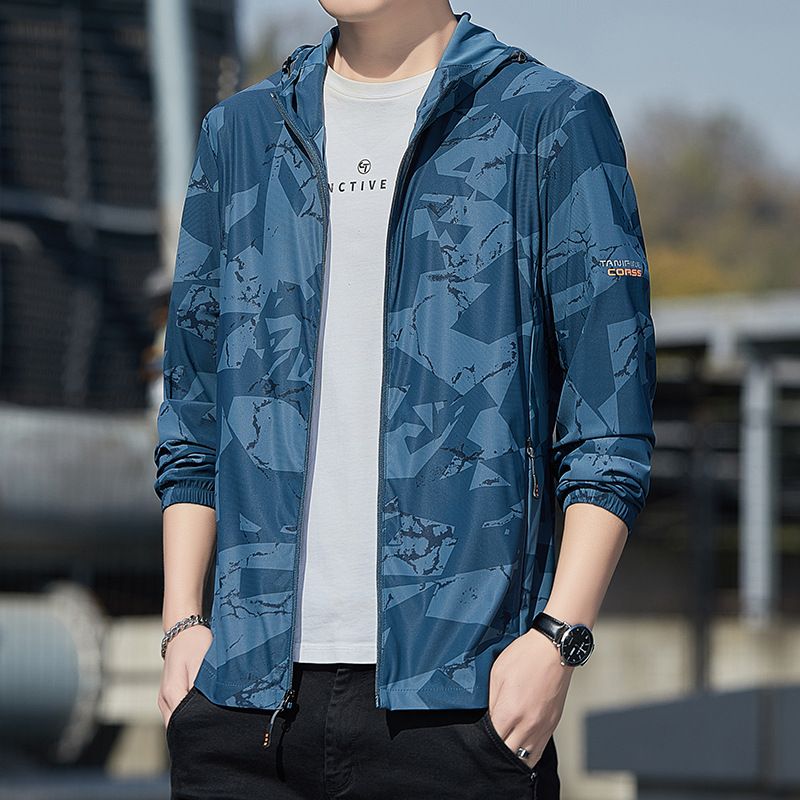 Abbigliamento estivo con protezione solare da uomo, giacca da pesca sottile ad asciugatura rapida, taglia grande, traspirante, protezione UV, seta ghiacciata_voghion.com