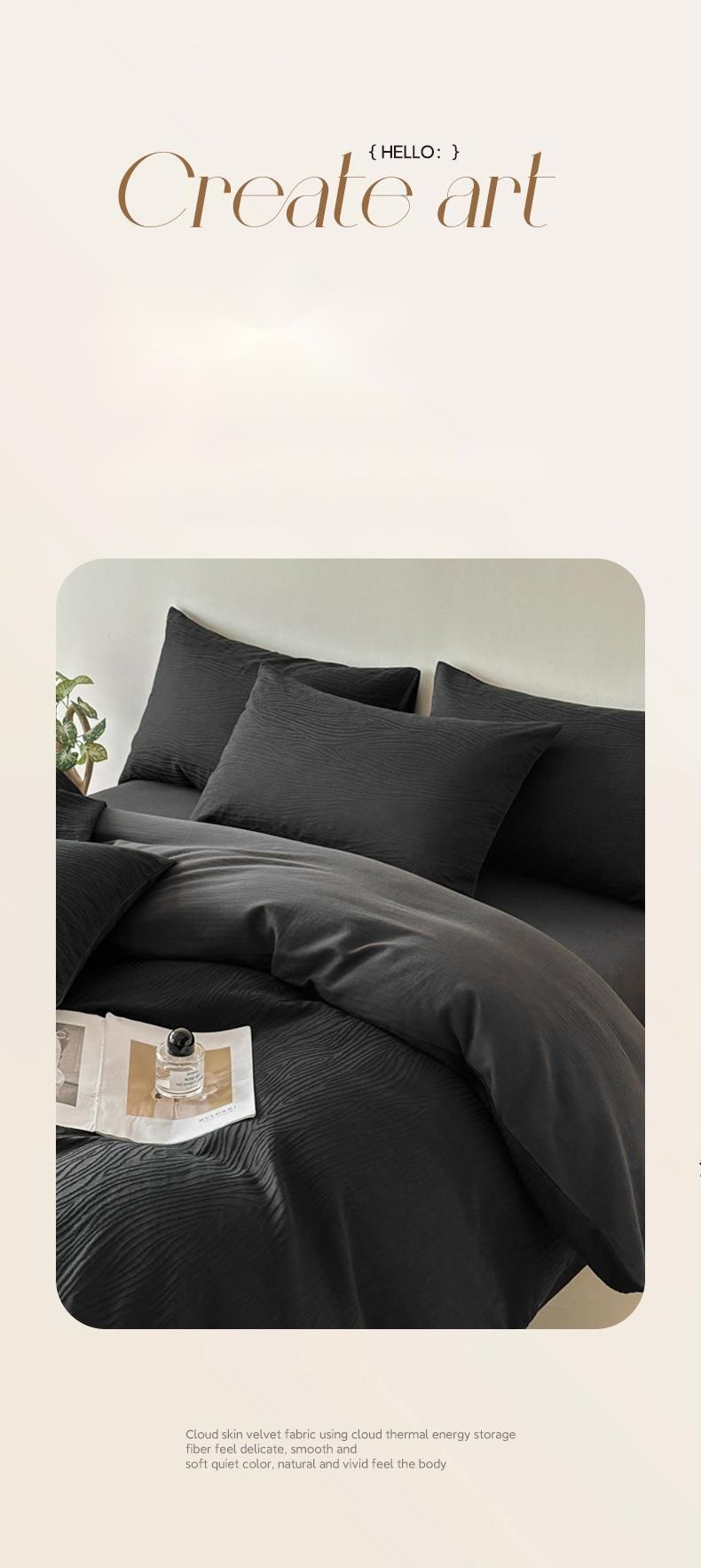 Biancheria da letto semplice ed elegante, quattro pezzi, copripiumino in puro cotone lavato jacquard, lenzuolo singolo, tre pezzi per dormitorio._voghion.com