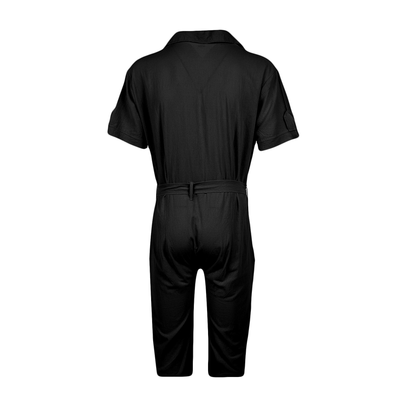 Man's clothing Summer casual sports jumpsuit men summer loose short sleeve T-shirt shorts cotton linen suit men_voghion.com