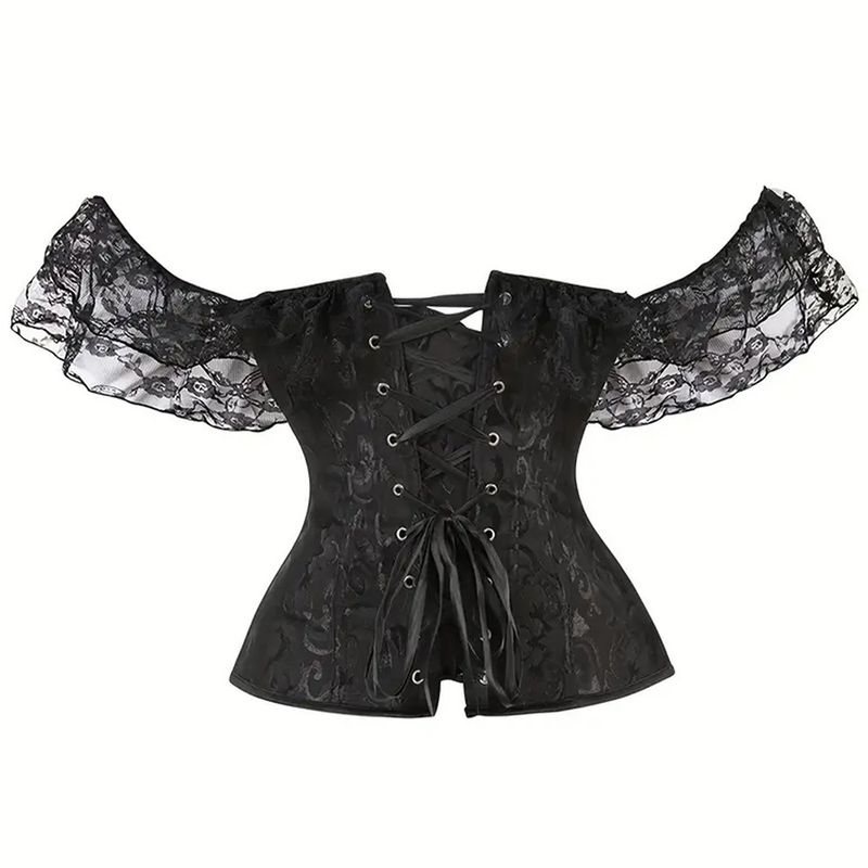 Corset en dentelle à une épaule pour femme, style rétro, effet arête de poisson, effet sculptant, effet ventre plat_voghion.com