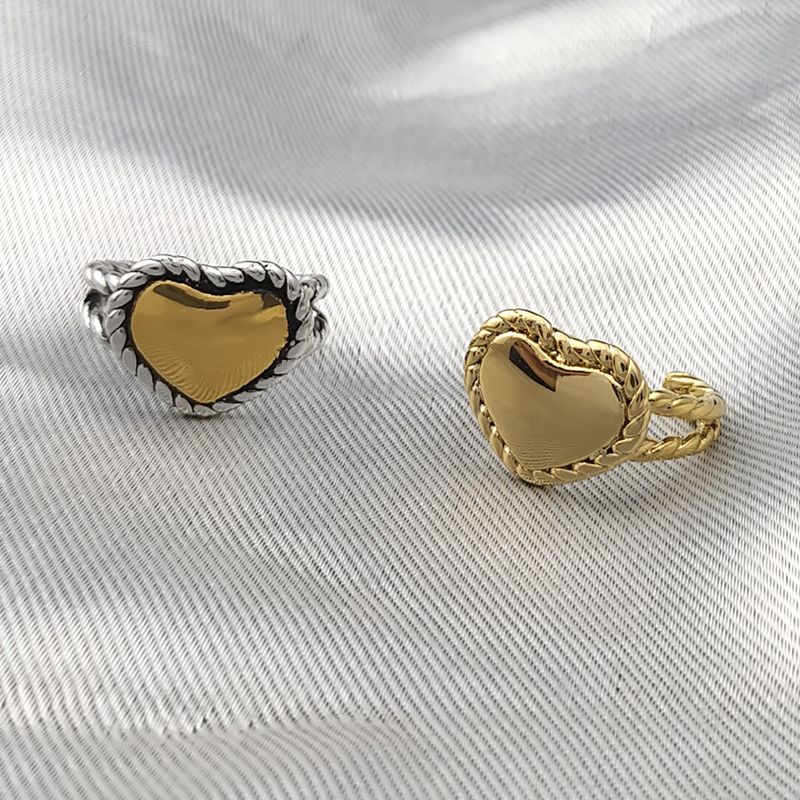 Modischer Retro-Ring aus Edelstahl mit herzförmiger Öffnung, verstellbar, für Herren und Damen, Valentinstag, Urlaubsschmuck_voghion.com