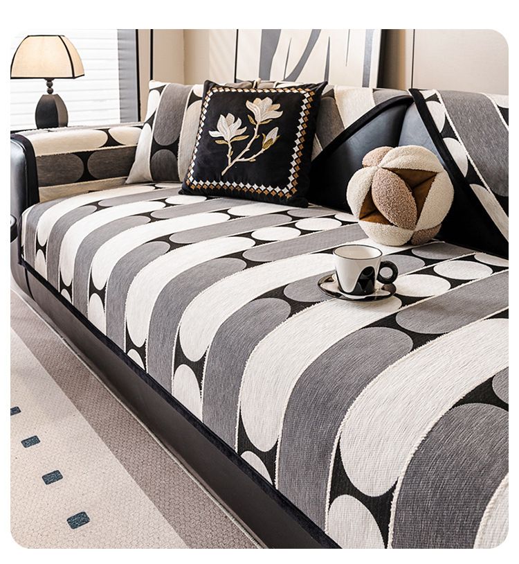 Non-Slip Chenille Sofa Cushion Cover – Geometric Pattern, Customizable Size For Sectional Couches (Soft & Durable, Multiple Colors Available)_voghion.com