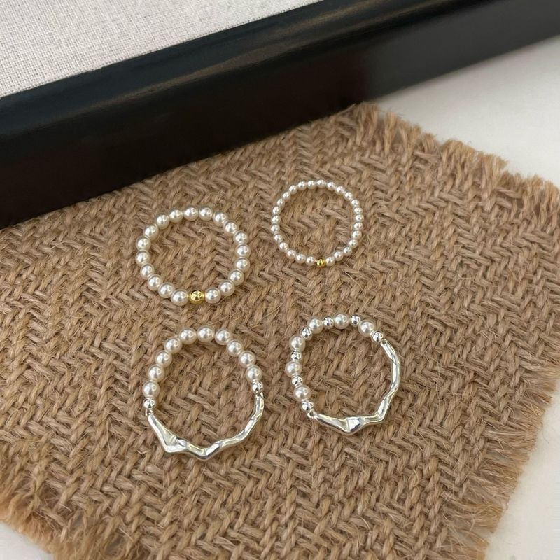 S Pure Silver Shijia Pearl Elastic Live Room Welfare Simple And Gentle Stacked High Grade Sensory Ring_voghion.com