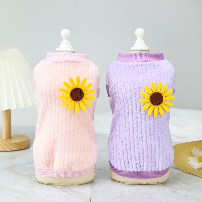 Autunno e Teddy - Vestiti in velluto a girasole verticale per cani di piccola taglia, invernali, 21_voghion.com