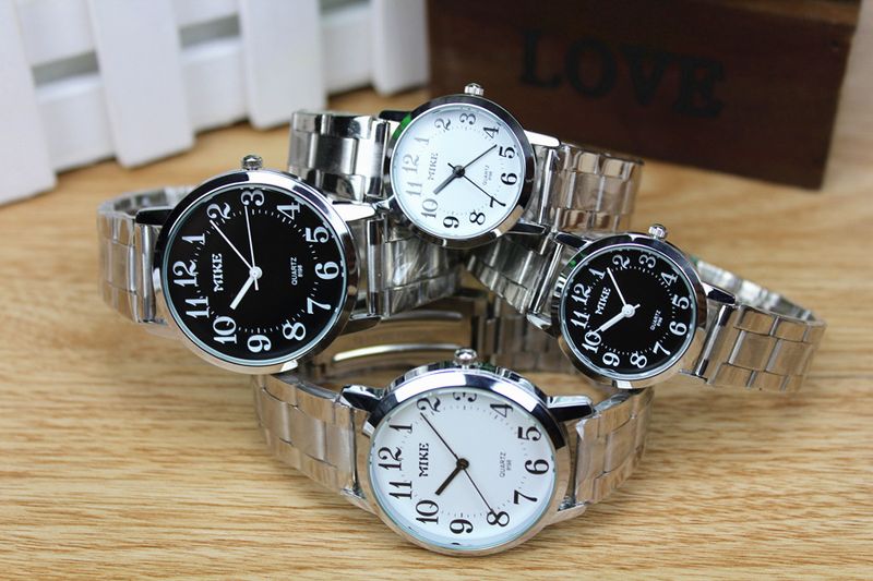 MiKe8198 Steel Belt Digital Waterproof Couple Elderly Men's and Women's Quartz Watch_voghion.com