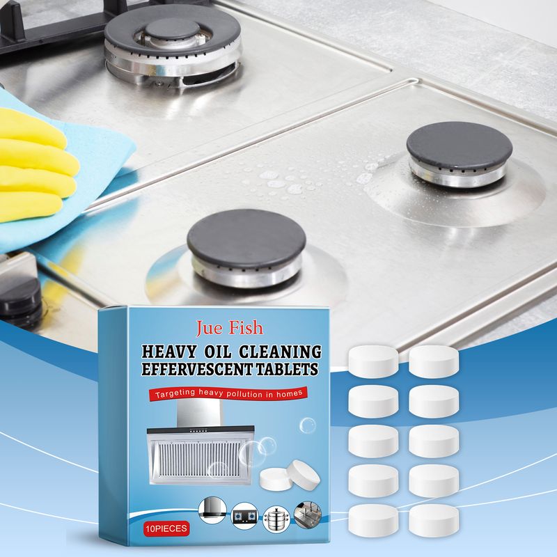 Jue-Fish Kitchen Grease Cleaning Tablets, Home Cleaning Kitchen Stove Stains Multi-Functional Oil And Scale Removal_voghion.com
