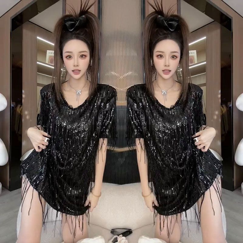 Internet Celebrity Style T-Shirt For Women, Spring 2025 New High-End Tassel Design Short Sleeve Fashionable Versatile_voghion.com